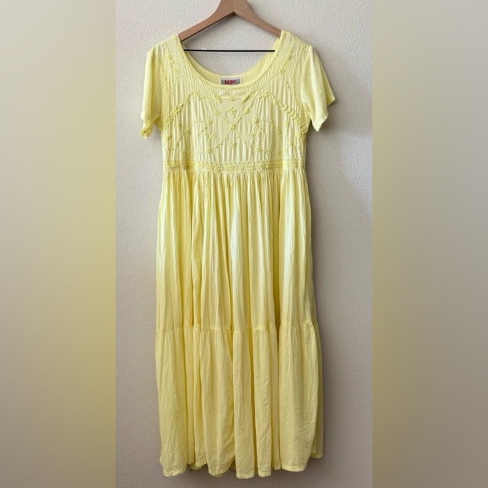 Vintage Rayon & Cotton Tiered Maxi Dress